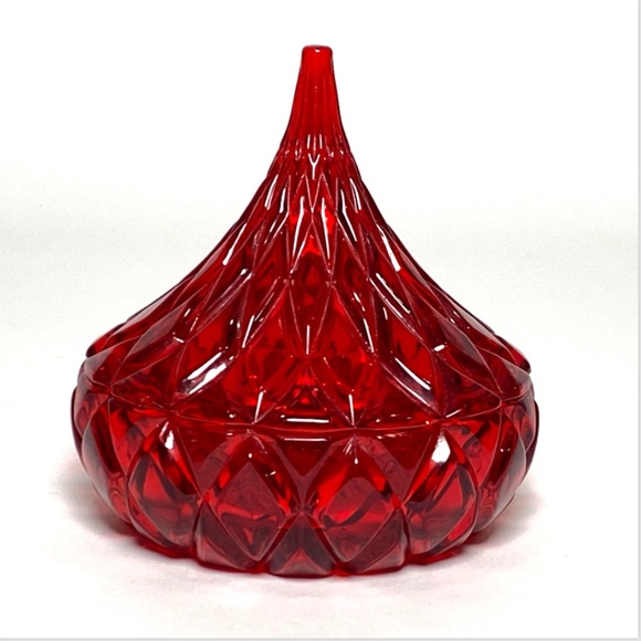 Vintage Shannon Designs of Ireland Lead Crystal Red Glass Candy Dish With Lid - Picture 1 of 14